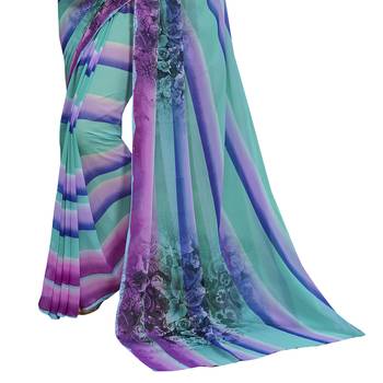 Shaily Multicolor Printed Georgette Saree With Blouse 3