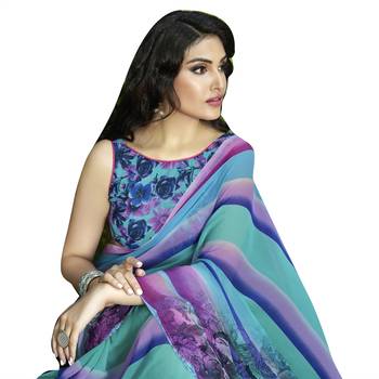 Shaily Multicolor Printed Georgette Saree With Blouse 5