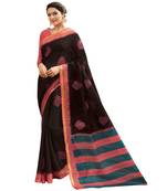 Shaily Black Printed Cotton Silk Saree With Blouse