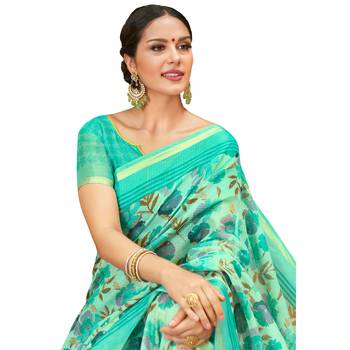Shaily Multicolor Printed Cotton Silk Saree With Blouse 5