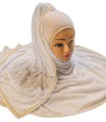 White Color Tail Embroidery And Stone Work Hosiery Cotton Headscarf