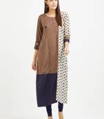Brown printed rayon kurtis