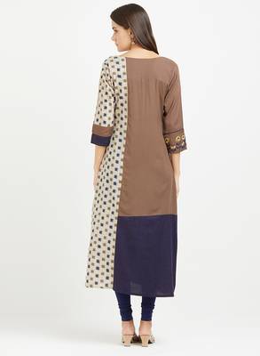 Brown printed rayon kurtis 2