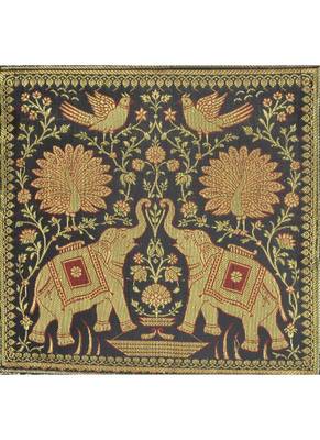 Lal Haveli Elephant Design Silk Fabric Square cushion Covers 16 x 16 inch Set of 2 Pcs 3