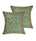 Lal Haveli Room Decorative Elephant Work Design Silk cushion Covers 16 x 16 inch Set of 2 Pcs