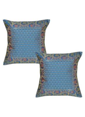 Lal Haveli Turquoise Color Sofa Decorations Handmade Silk cushion Covers 16 x 16 inch Set of 2 Pcs 1
