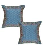 Lal Haveli Turquoise Color Sofa Decorations Handmade Silk cushion Covers 16 x 16 inch Set of 2 Pcs