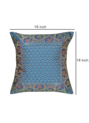Lal Haveli Turquoise Color Sofa Decorations Handmade Silk cushion Covers 16 x 16 inch Set of 2 Pcs 2