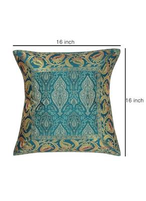 Lal Haveli Rajasthani Handmade Square Silk cushion Covers 16 x 16 inch Set of 2 Pcs 2