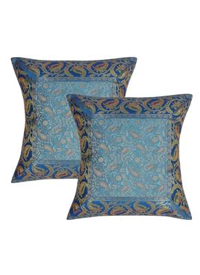 Lal Haveli Traditional Handmade Decorative Design Silk cushion Covers 16 x 16 inch Set of 2 Pcs 1