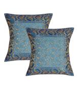 Lal Haveli Traditional Handmade Decorative Design Silk cushion Covers 16 x 16 inch Set of 2 Pcs