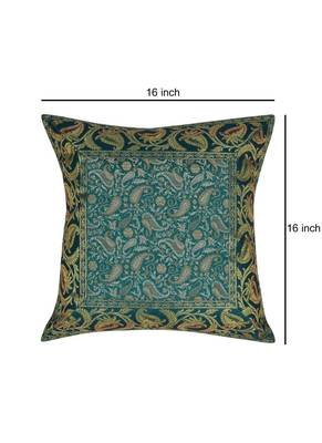 Lal Haveli Jaipuri Handmade Room Decorative Throw Pillow Square Silk cushion Covers 16 x 16 inch Set of 2 Pcs 2
