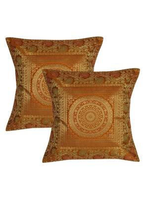 Lal Haveli Silk cushion Covers Housewarming Party Decorations 16 x 16 inch Set of 2 Pcs 1