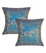 Lal Haveli Turquoise Color Sofa Decorations Silk cushion Covers 16 x 16 inch Set of 2 Pcs