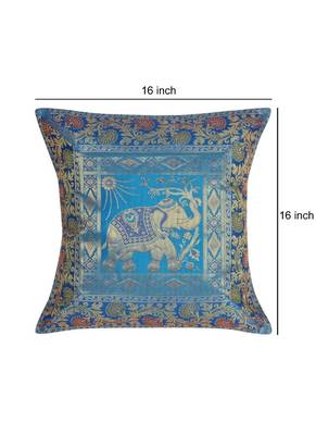 Lal Haveli Turquoise Color Sofa Decorations Silk cushion Covers 16 x 16 inch Set of 2 Pcs 2