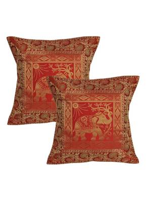 Lal Haveli Sofa Decorations Black Elephant Design Silk cushion Covers 16 x 16 inch Set of 2 Pcs 1