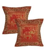 Lal Haveli Sofa Decorations Black Elephant Design Silk cushion Covers 16 x 16 inch Set of 2 Pcs