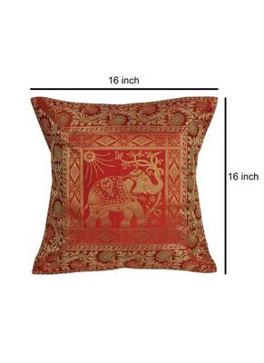 Lal Haveli Sofa Decorations Black Elephant Design Silk cushion Covers 16 x 16 inch Set of 2 Pcs 2
