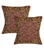 Lal Haveli Jaipuri Handmade Paisley Design Square Silk Pillow cushion Covers 16 x 16 inch Set of 2 Pcs