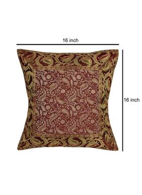Lal Haveli Jaipuri Handmade Paisley Design Square Silk Pillow cushion Covers 16 x 16 inch Set of 2 Pcs 2
