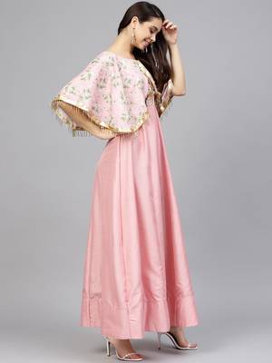 Pink printed polyester kurti 4