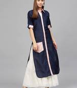 Blue printed polyester kurti