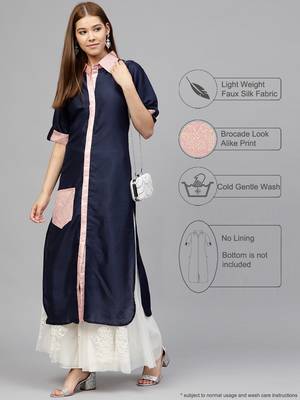 Blue printed polyester kurti 2