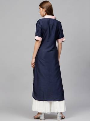 Blue printed polyester kurti 3
