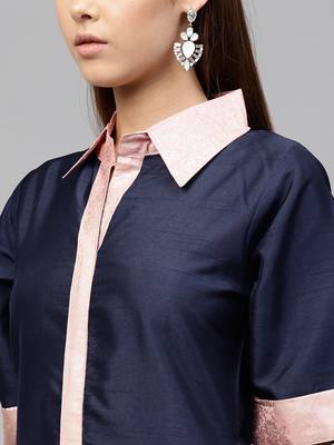 Blue printed polyester kurti 5