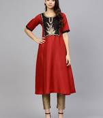 Red printed polyester kurti