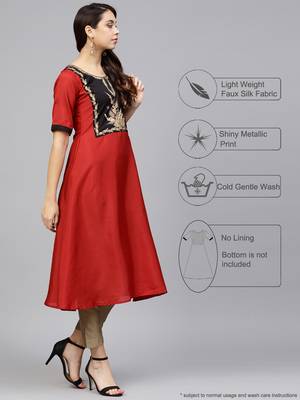 Red printed polyester kurti 2