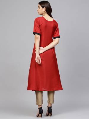 Red printed polyester kurti 3
