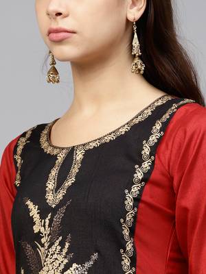 Red printed polyester kurti 5