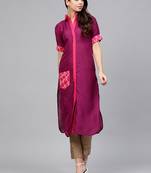 Purple plain polyester kurti