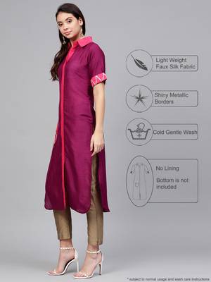Purple plain polyester kurti 2