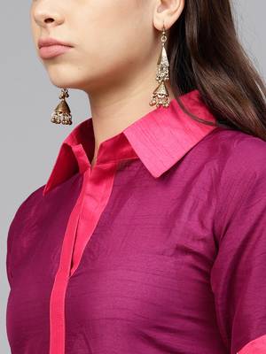 Purple plain polyester kurti 5