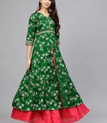 Green printed polyester kurti
