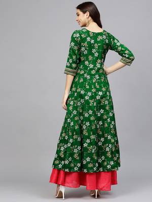 Green printed polyester kurti 3