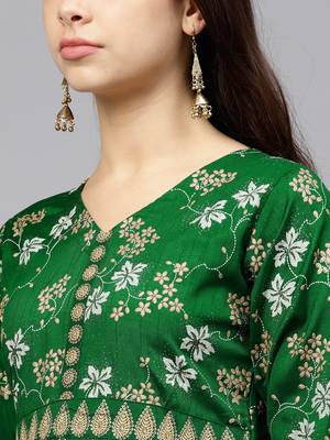 Green printed polyester kurti 5