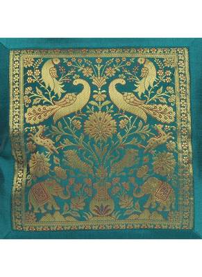 Lal Haveli Elephant & Peacock Design Silk cushion Covers 18 x 18 inch Set of 2 Pcs 3