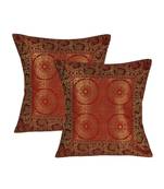 Lal Haveli Handmade Designer Square Silk Red cushion Covers 16 x 16 Inch Set of 2 Pcs