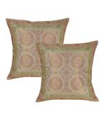 Lal Haveli Sofa Decorations Square Shape Silk Throw Pillow cushion Covers 16 x 16 Inch Set of 2 Pcs