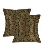 Lal Haveli Black Color Designer Silk cushion Covers 16 x 16 Inch Set of 2 Pcs