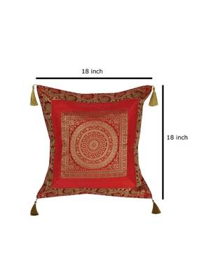 Lal Haveli Decorative Handmade Throw Pillow Silk cushion Covers 18 x 18 Inch Set of 2 Pcs 2