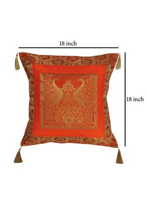 Lal Haveli Peacock Design Silk cushion Covers 18 x 18 Inch Set of 2 Pcs 2