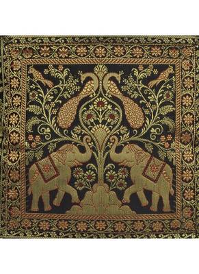 Lal Haveli Peacock & Elephant Design Square Shape Silk cushion Covers Home Party Sofa Decor 16 x 16 inch Set of 2 Pcs 3