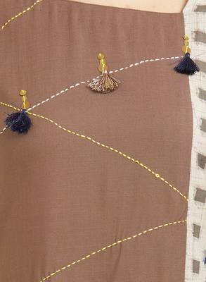 Brown printed rayon kurtis 5