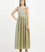 Light-green printed cotton kurtis