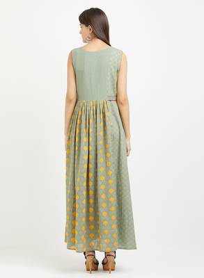 Light-green printed cotton kurtis 2