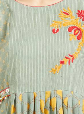 Light-green printed cotton kurtis 5